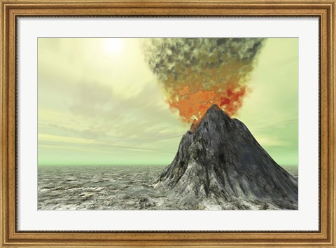 Framed volcano comes to life with smoke, ash and fire Print