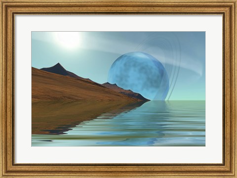 Framed Ripple Reflections on a Water World Print