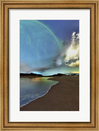 Framed Beautiful skies shine down on this cosmic seascape Print