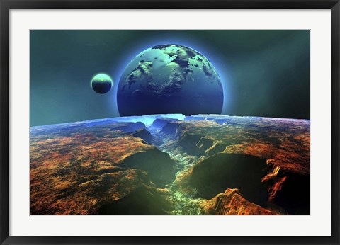 Framed Cosmic landscape on another planet Print