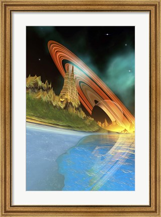 Framed Alient Planet Cosmic Seascape Print