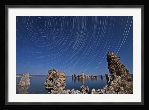 Framed Moonlight illuminates the tufa formations at Mono Lake, California Print