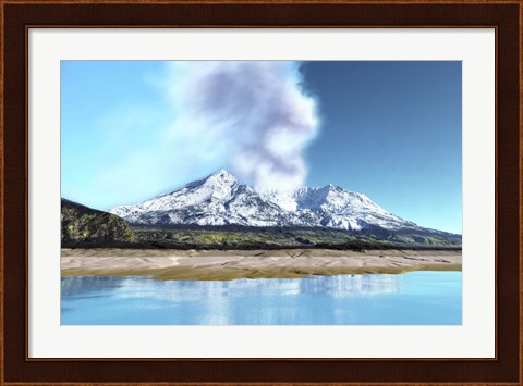 Framed Mount Saint Helens simmers after the volcanic eruption Print