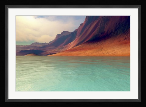 Framed Mountains rise gently toward the sky with amazing deep brown colors Print