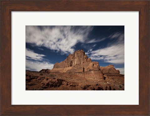 Framed Red rock formation illuminatd by moonlight in Arches National Park, Utah Print
