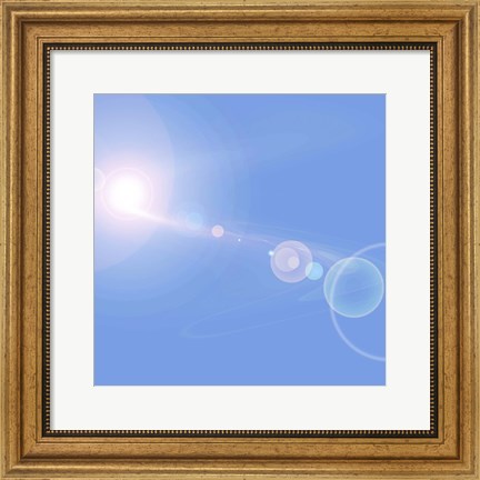 Framed Abstract cosmic image of suns and planets Print