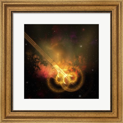Framed Stars and gases collide to form this spacial phenomenon Print