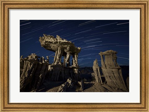 Framed Incricate sand tufa formations along the shores of Mono Lake, California Print