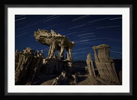 Framed Incricate sand tufa formations along the shores of Mono Lake, California Print