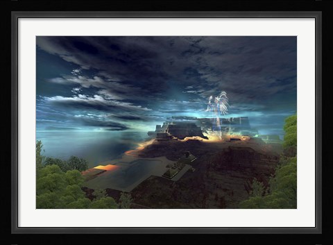 Framed ghostly presence of an Indian chief guards his ancient culture Print