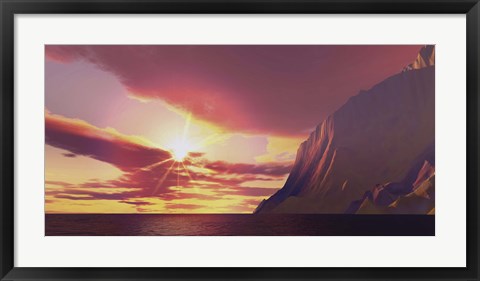 Framed sun blazes with its dying embers before sunset Print
