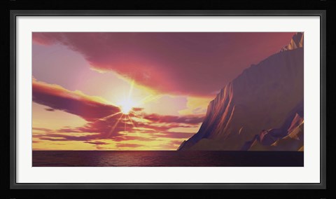 Framed sun blazes with its dying embers before sunset Print