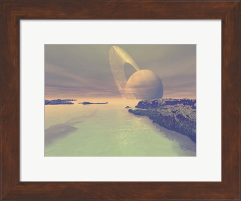 Framed landscape of Titan, one of Saturn's moons Print
