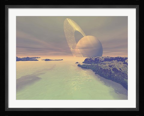 Framed landscape of Titan, one of Saturn's moons Print