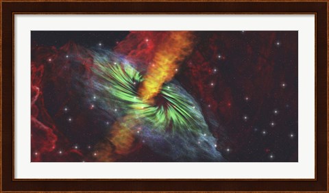 Framed Rays of hot plasma radiate out from this black hole Print