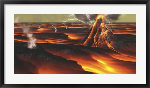 Framed Volcanic eruption on an alien planet Print