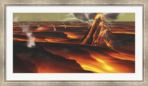 Framed Volcanic eruption on an alien planet Print