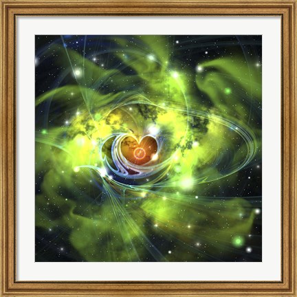 Framed unusual nebula in the cosmos has a heart at its center Print