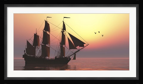 Framed Medusa was a 40-gun frigate of the French Navy Print