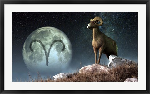 Framed Aries is the first astrological sign of the Zodiac Print