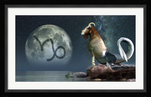 Framed Capricorn is the tenth astrological sign of the Zodiac Print