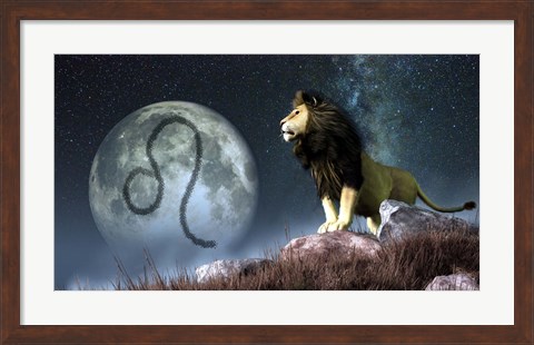 Framed Leo is the fifth astrological sign of the Zodiac Print