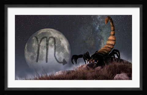 Framed Scorpio is the eighth astrological sign of the Zodiac Print