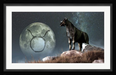 Framed Taurus is the second astrological sign of the Zodiac Print