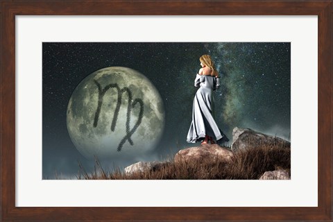 Framed Virgo is the sixth astrological sign of the Zodiac Print