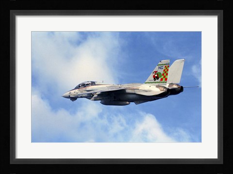 Framed F-14A Tomcat with special tail art applied for the Christmas holiday Print