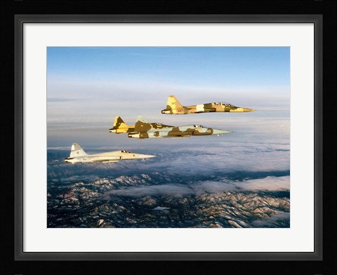 Framed Four F-5 Tiger II's fly above Southern California Print