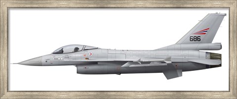 Framed General Dynamics F-16A Fighting Falcon of the Royal Norwegian Air Force Print