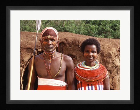 Framed Maasai Couple in Traditional Dress, Kenya Print