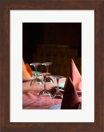 Framed MOROCCO, AGADIR, Fine Dining Room and glasses Print