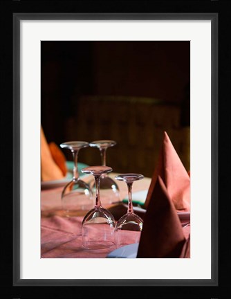 Framed MOROCCO, AGADIR, Fine Dining Room and glasses Print