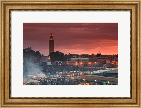 Framed Koutoubia Mosque, Djemma el-Fna Square, Marrakech, Morocco Print