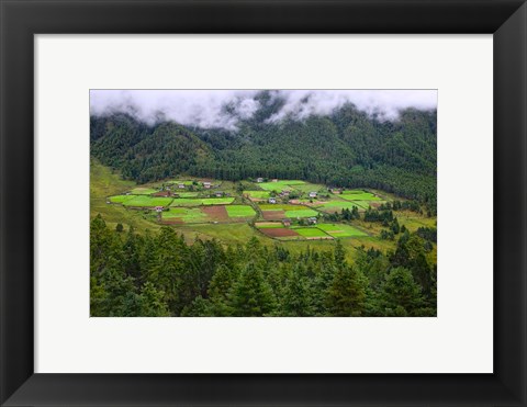 Framed Houses and Farmlands, Gangtey Village, Bhutan Print