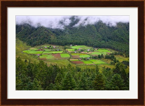 Framed Houses and Farmlands, Gangtey Village, Bhutan Print