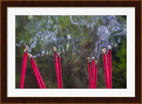 Framed Incense Burning in the Temple, Luding, Sichuan, China Print