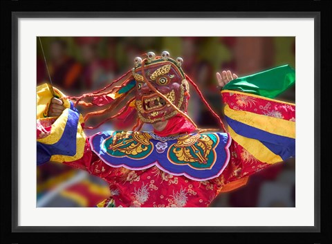 Framed Mask Dance Celebrating Tshechu Festival at Wangdue Phodrang Dzong, Wangdi, Bhutan Print