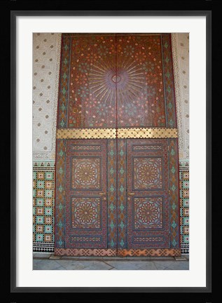 Framed Morocco, Casablanca. Royal Palace, Harem doors Print