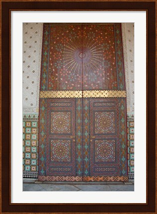 Framed Morocco, Casablanca. Royal Palace, Harem doors Print