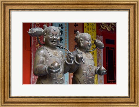 Framed Pair of statues, Goddess of Mercy temple, Repulse Bay, Hong Kong Print