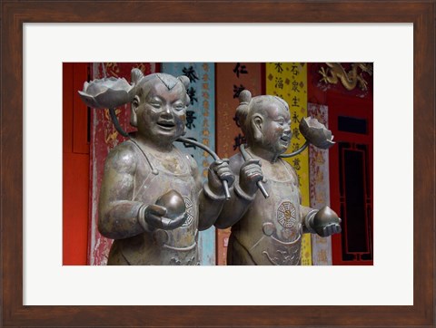 Framed Pair of statues, Goddess of Mercy temple, Repulse Bay, Hong Kong Print