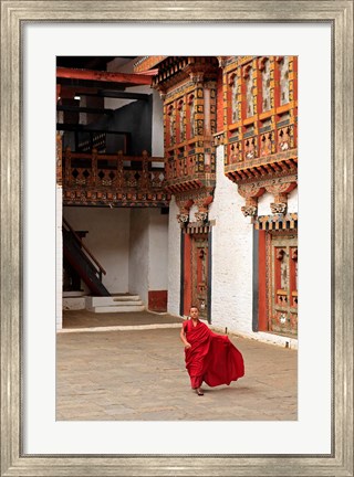 Framed Monk at Punakha Dzong, Punakha, Bhutan Print