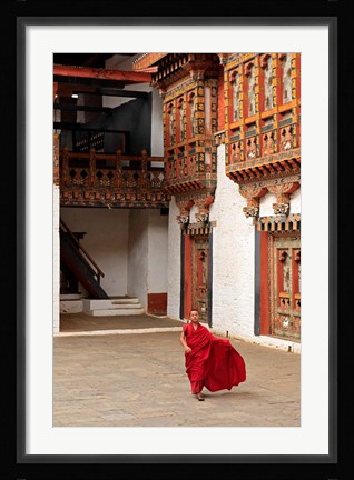 Framed Monk at Punakha Dzong, Punakha, Bhutan Print