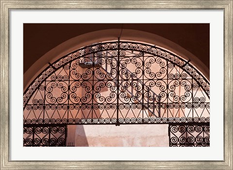 Framed Moorish architecture, iron gate Rabat medina, Morocco Print