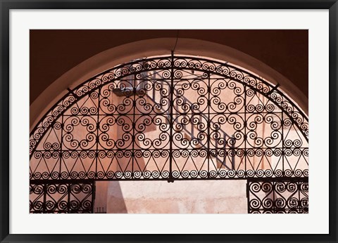 Framed Moorish architecture, iron gate Rabat medina, Morocco Print