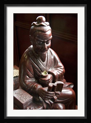 Framed Lu Yu statue, Shanghai's Lu Gardens Bazaar teahouse Print