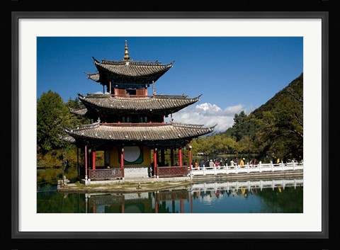 Framed Marble Bridge to Pagoda, Yunnan, China Print